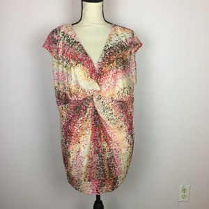 New! Lane Bryant Blouse Size 22 24 Woman Plus Pink Cap Sleeve V-Neck Twist Front